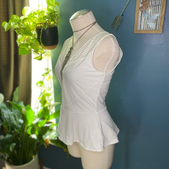 Bebe White Striped Peplum Top - Picture 3 of 5